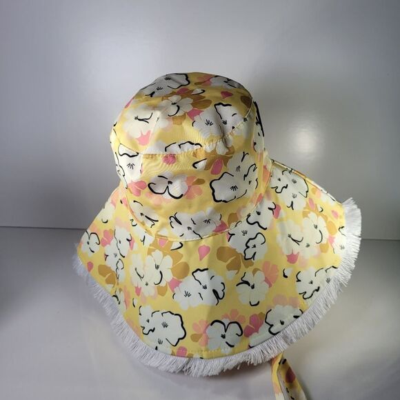 Nordstrom BP Oversized Floppy Bucket Sun Hat Yellow Floral - Picture 3 of 4